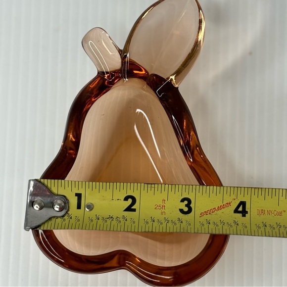 Art Vannes France Crystal Peach Glass Pear Shaped Bowl, Trinket Dish, Ashtray - Picture 8 of 9